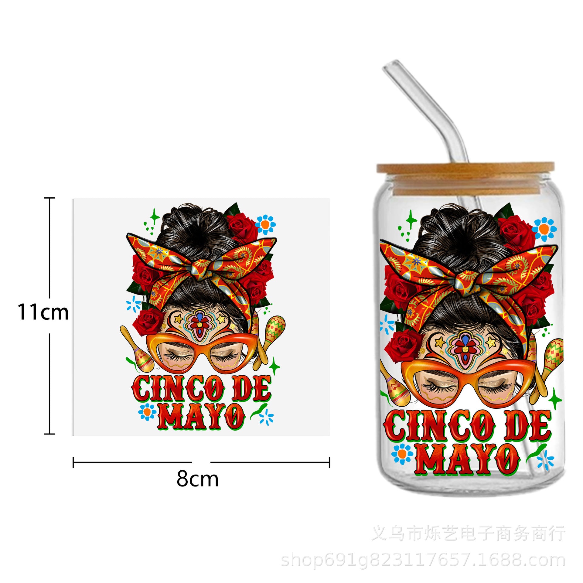 Wholesale Black Girl Series UV DTF Transfer Crystal Cup Sticker